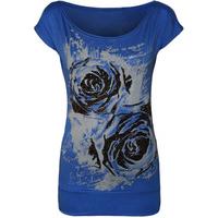 Darlene Glitter Rose Top - Royal Blue