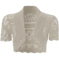 dayna short sleeve crochet knitted shrug light grey