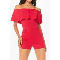 Danielle Red Bardot Playsuit