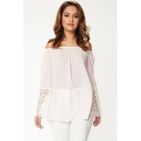 danielle pink striped bardot top