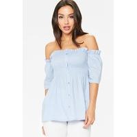 Damsen Blue Bardot Smocked Top