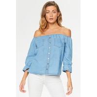 Dani Blue Denim Bardot Top