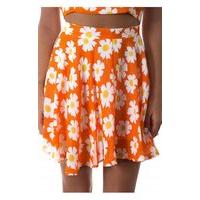 Daisy Duty Chiffon Skater Skirt In Orange