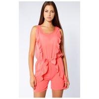 Dara Chiffon Playsuit In Coral