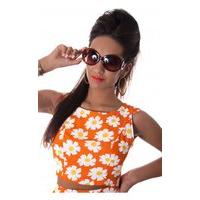 Daisy Duty Chiffon Crop Top In Orange