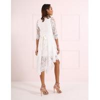 daisy ivory skater dress with sheer lace detail