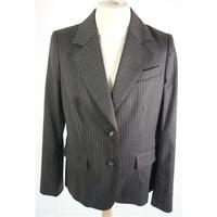 Daks [Size: Jacket, 14 & Trousers, 14] Chocolate Brown With Silver Fine Pinstripe Smart/Stylish Wool Blend Designer Suit