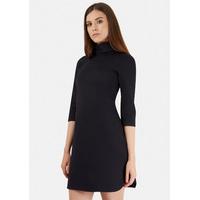 Dark Navy High Collar Shift Dress