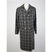 Dannimac - Size 12 - Black Beige & White - Tartan Checked Double Breasted Light Weight Coat
