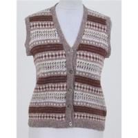 david designs size s brown patterned knitted waistcoat