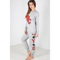 Daisy NYC Print Round Neck Tracksuit