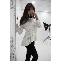 Danica lace detailed velvet hem blouse