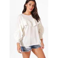 Dawn Frill Detail Sweat Top - ivory