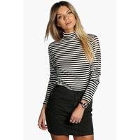 darcy ribbed striped turtle neck top multi