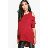Daisy Open Shoulder Ribbed Top - berry