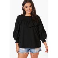 dawn frill detail sweat top black