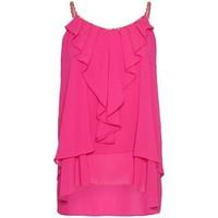 daisylayla short layered chiffon top womens blouse in pink