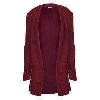 Dark Red Chunky Knit Cardigan - Size: L/XL