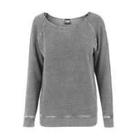 Dark Grey Burnout Open Edge Crewneck - Size: L