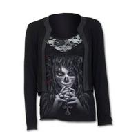 Day Of The Goth 2 In 1 Lace Vest Cardigan - Size: L