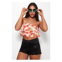 daisy floral print frill crop top