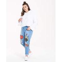 Daisy Street Patch Boyfriend Jeans