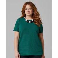 Dark Green Textured Jersey Shell Top