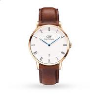 daniel wellington 1100dw dapper leather strap watch brownwhite