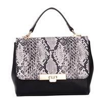 David Jones Black Snake Flap Tote Handbag