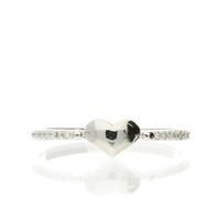 Darcey Twisted Ring Band In Sterling Silver With Heart Pendant