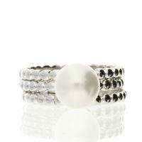 Darcey Set Of Three Bands With Statement Pearl Inner, All Set In Sterling Silver