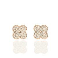 Darcey Large Clover Stud Earrings In Sterling Silver With Cubic Zirconia Detailing