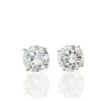 Darcey Simple Stud Cubic Zirconia Earrings In Sterling Silver.