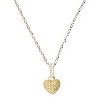 Darcey Dangly Pave Heart Pendant In Sterling Silver, Yellow Gold And Cubic Zirconia