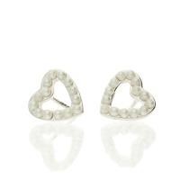Darcey Openwork Heart Studs With Pearl Detailing In Sterling Silver