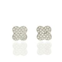 darcey large clover stud earrings in sterling silver with cubic zircon ...