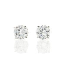 Darcey Simple Stud Cubic Zirconia Earrings In Sterling Silver.