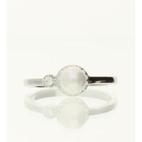 Darcey Simple Pearl Ring In Sterling Silver With Cubic Zirconia Detailing