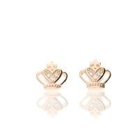 Darcey Princess Crown Stud Earrings In Rose Gold With Cubic Zirconia