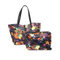 David Jones Abstract Flower Relaxed Shopper in Black