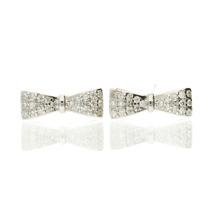 Darcey Pretty Bow Earring Studs In Sterling Silver And Cubic Zirconia Detailing