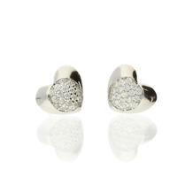 Darcey Sterling Silver Heart Stud Earrings With Pavé Cubic Zirconia Detailing