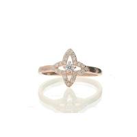 darcey open flower ring with smooth band in rose gold