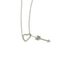 Darcey Cupid Pendant Chain Necklace In Sterling Silver With Cubic Zirconia Detailing