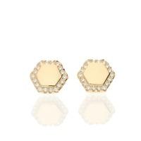 darcey yellow gold hexagon stud earrings