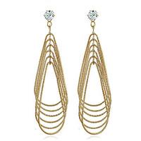 Dangle Earrings Diamond Zircon Gold Plated Statement Jewelry Simple Style Drop Gold Jewelry Wedding Party 1 pair