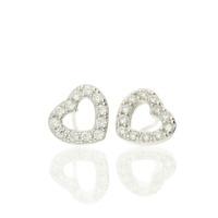 Darcey Openwork Sterling Silver Stud Earrings With Cubic Zirconia Detailing