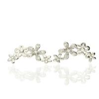 Darcey Climbing Flower Earrings In Sterling Silver And Cubic Zirconia