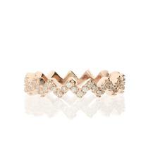 Darcey Zig Zag Ring Band In Sterling Silver And Rose Gold With Cubic Zirconias