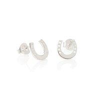 daisy silver good karma horseshoe stud earrings